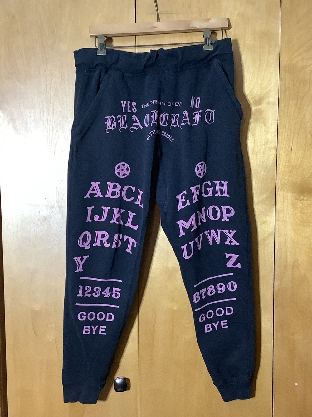 Black Craft Ouija black and pink joggers, size large